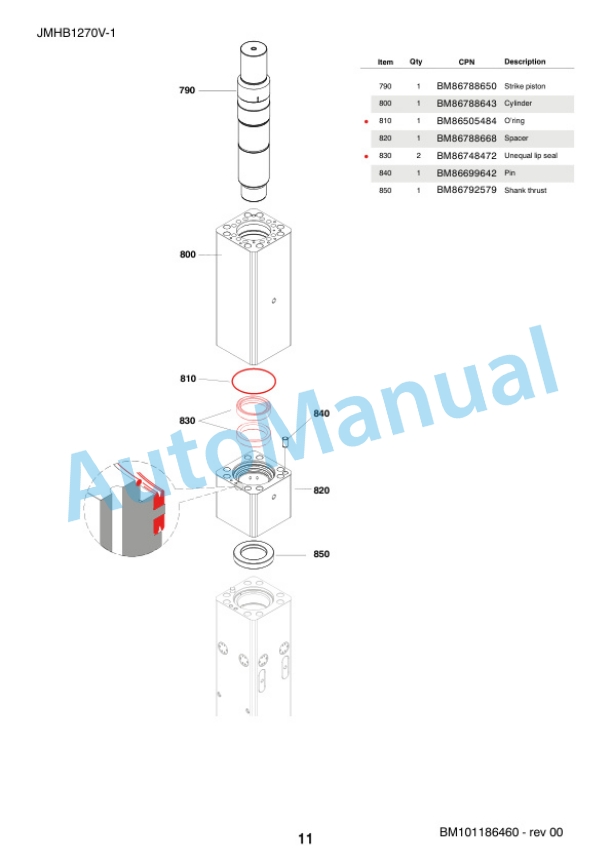 Komatsu JMHB1270V-1 Hydraulic Breaker Parts Manual FEN04373-00 3 Komatsu JMHB1270V-1 Hydraulic Breaker Parts Manual FEN04373-00-3
