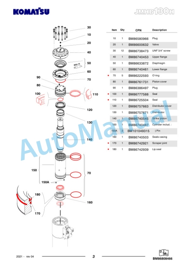Komatsu JMHB130H-1 Hydraulic Breaker Parts Manual FEN04366-04 2 Komatsu JMHB130H-1 Hydraulic Breaker Parts Manual FEN04366-04-2