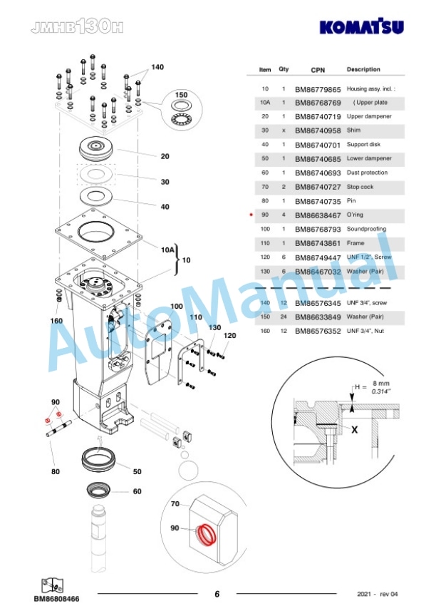 Komatsu JMHB130H-1 Hydraulic Breaker Parts Manual FEN04366-04 3 Komatsu JMHB130H-1 Hydraulic Breaker Parts Manual FEN04366-04-3