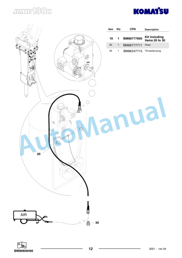 Komatsu JMHB130H-1 Hydraulic Breaker Parts Manual FEN04366-04 5 Komatsu JMHB130H-1 Hydraulic Breaker Parts Manual FEN04366-04-5
