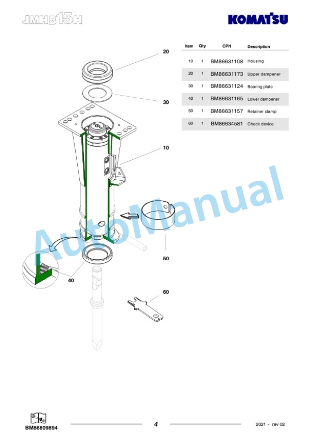 Komatsu JMHB15H-1 Hydraulic Breaker Parts Manual FEN04356-02 3 Komatsu JMHB15H-1 Hydraulic Breaker Parts Manual FEN04356-02-3