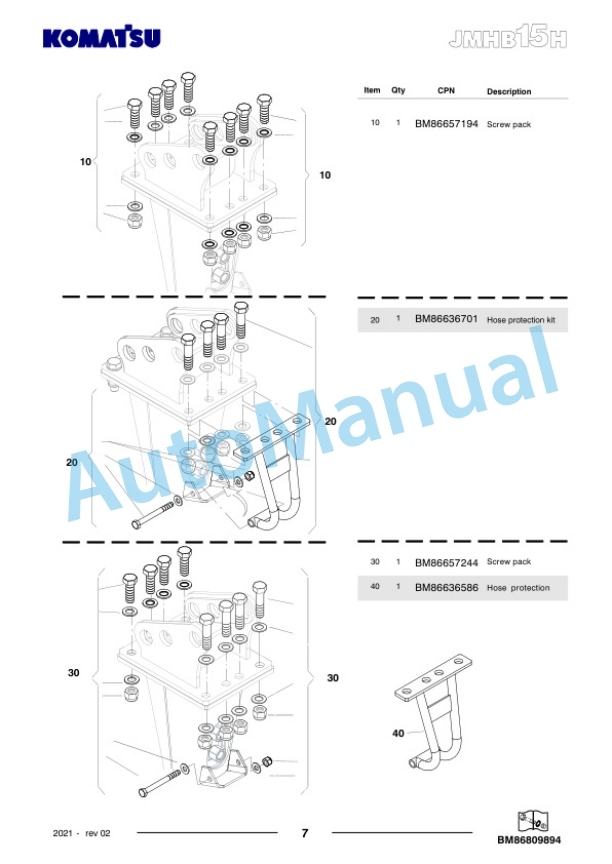 Komatsu JMHB15H-1 Hydraulic Breaker Parts Manual FEN04356-02 4 Komatsu JMHB15H-1 Hydraulic Breaker Parts Manual FEN04356-02-4