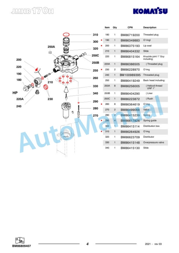 Komatsu JMHB170H-1 Hydraulic Breaker Parts Manual FEN04367-03 2 Komatsu JMHB170H-1 Hydraulic Breaker Parts Manual FEN04367-03-2