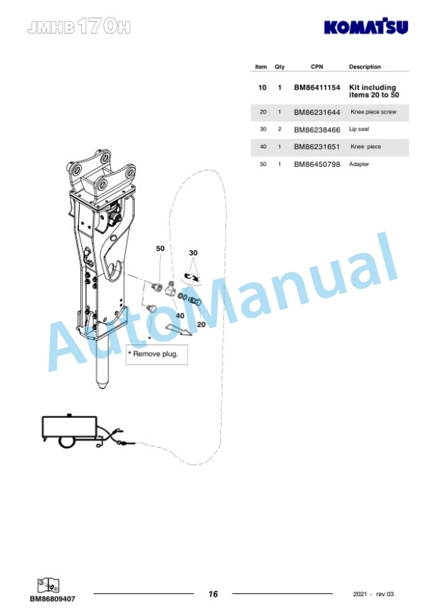 Komatsu JMHB170H-1 Hydraulic Breaker Parts Manual FEN04367-03 5 Komatsu JMHB170H-1 Hydraulic Breaker Parts Manual FEN04367-03-5