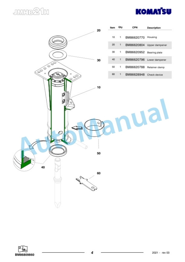 Komatsu JMHB21H-1 Hydraulic Breaker Parts Manual FEN04357-03 3 Komatsu JMHB21H-1 Hydraulic Breaker Parts Manual FEN04357-03-3