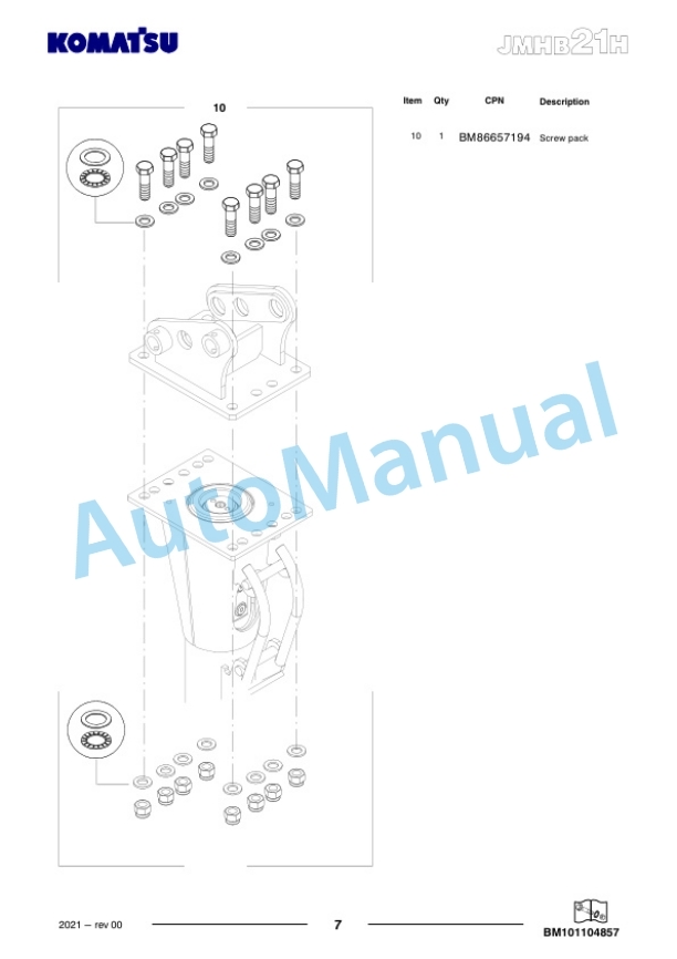 Komatsu JMHB21H-2 Hydraulic Breaker Parts Manual FEN05257-00 4 Komatsu JMHB21H-2 Hydraulic Breaker Parts Manual FEN05257-00-4