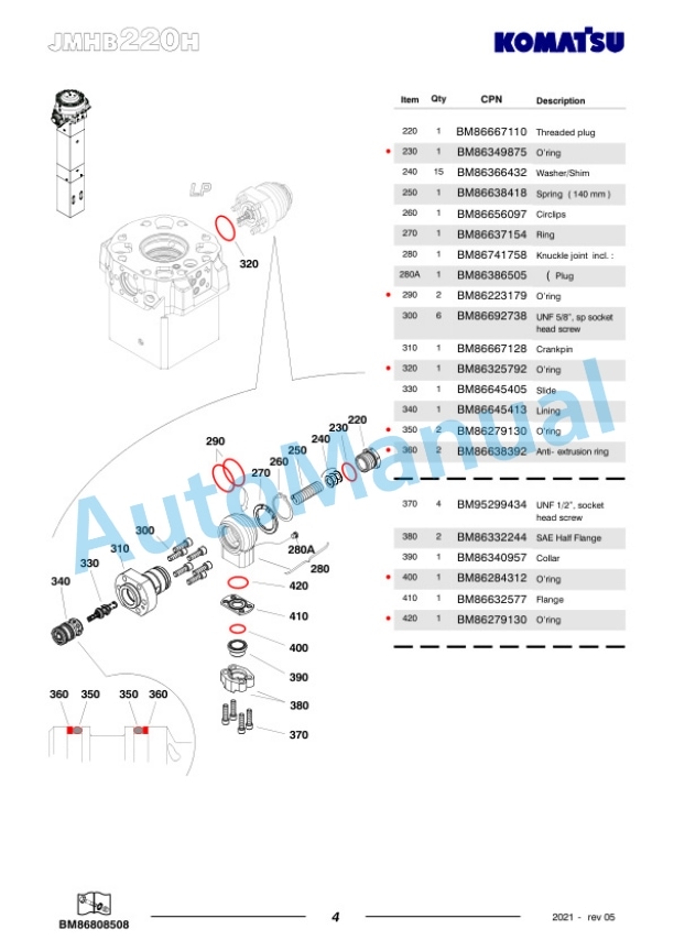 Komatsu JMHB220H-1 Hydraulic Breaker Parts Manual FEN04368-05 2 Komatsu JMHB220H-1 Hydraulic Breaker Parts Manual FEN04368-05-2
