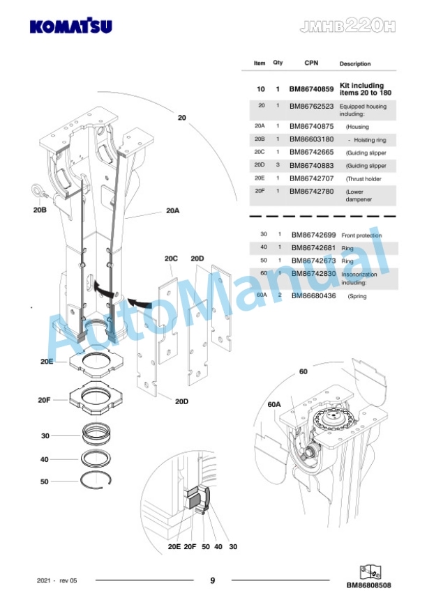 Komatsu JMHB220H-1 Hydraulic Breaker Parts Manual FEN04368-05 3 Komatsu JMHB220H-1 Hydraulic Breaker Parts Manual FEN04368-05-3