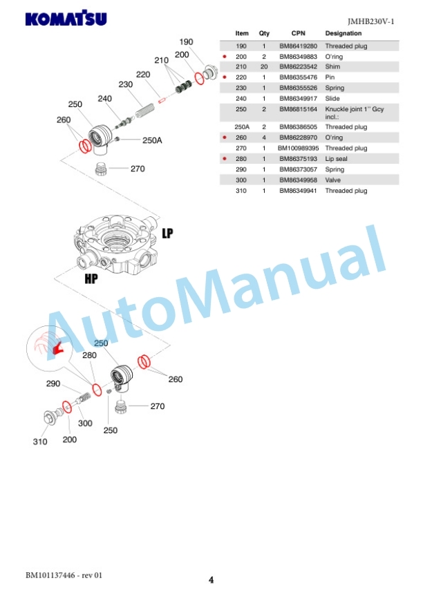 Komatsu JMHB230V-1 Hydraulic Breaker Parts Manual FEN04374-00 2 Komatsu JMHB230V-1 Hydraulic Breaker Parts Manual FEN04374-00-2
