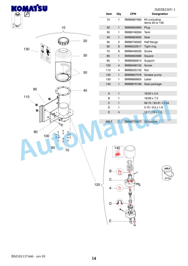 Komatsu JMHB230V-1 Hydraulic Breaker Parts Manual FEN04374-00 4 Komatsu JMHB230V-1 Hydraulic Breaker Parts Manual FEN04374-00-4