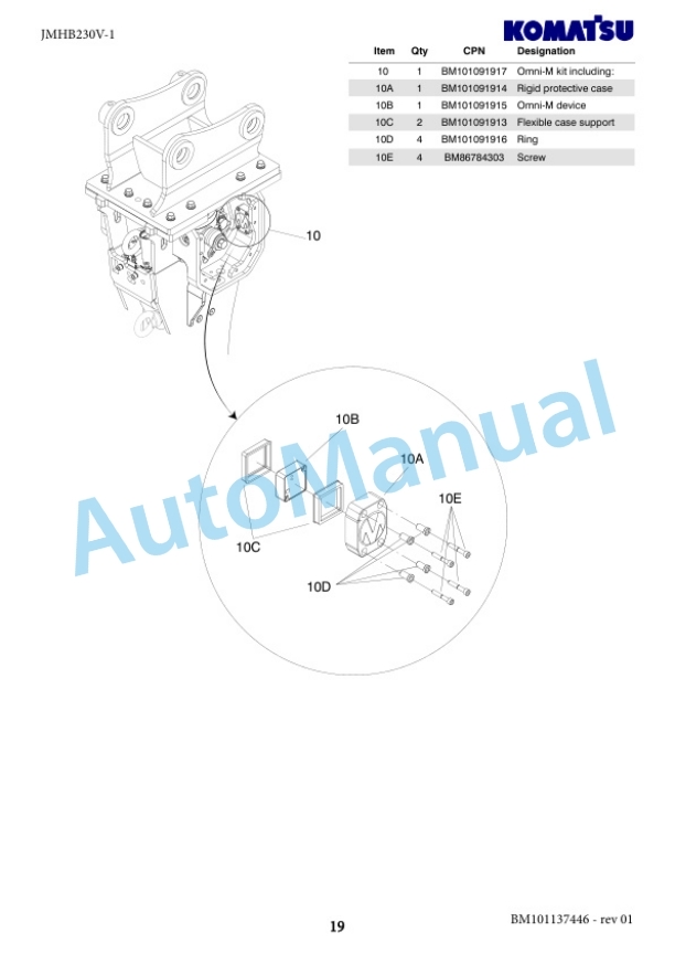 Komatsu JMHB230V-1 Hydraulic Breaker Parts Manual FEN04374-00 5 Komatsu JMHB230V-1 Hydraulic Breaker Parts Manual FEN04374-00-5