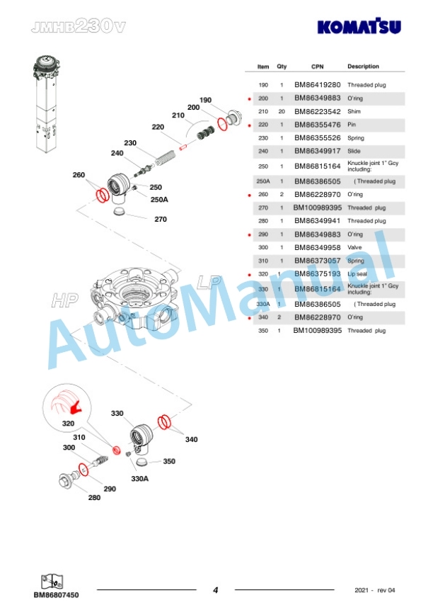 Komatsu JMHB230V-1 Hydraulic Breaker Parts Manual FEN04374-04 2 Komatsu JMHB230V-1 Hydraulic Breaker Parts Manual FEN04374-04-2