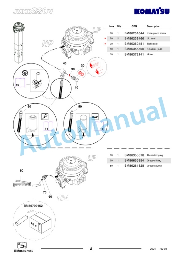 Komatsu JMHB230V-1 Hydraulic Breaker Parts Manual FEN04374-04 3 Komatsu JMHB230V-1 Hydraulic Breaker Parts Manual FEN04374-04-3