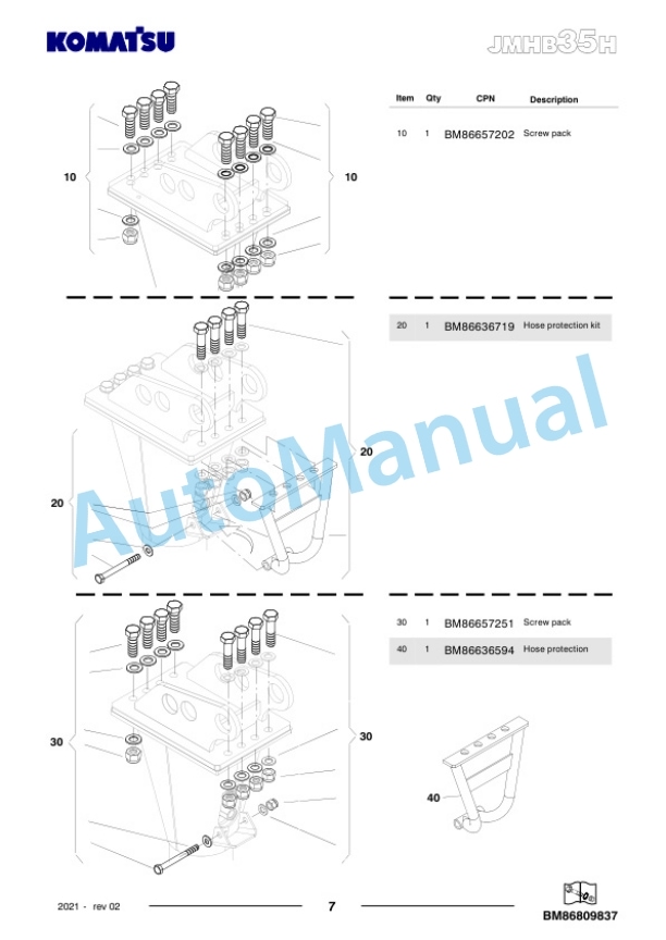 Komatsu JMHB35H-1 Hydraulic Breaker Parts Manual FEN04358-02 4 Komatsu JMHB35H-1 Hydraulic Breaker Parts Manual FEN04358-02-4