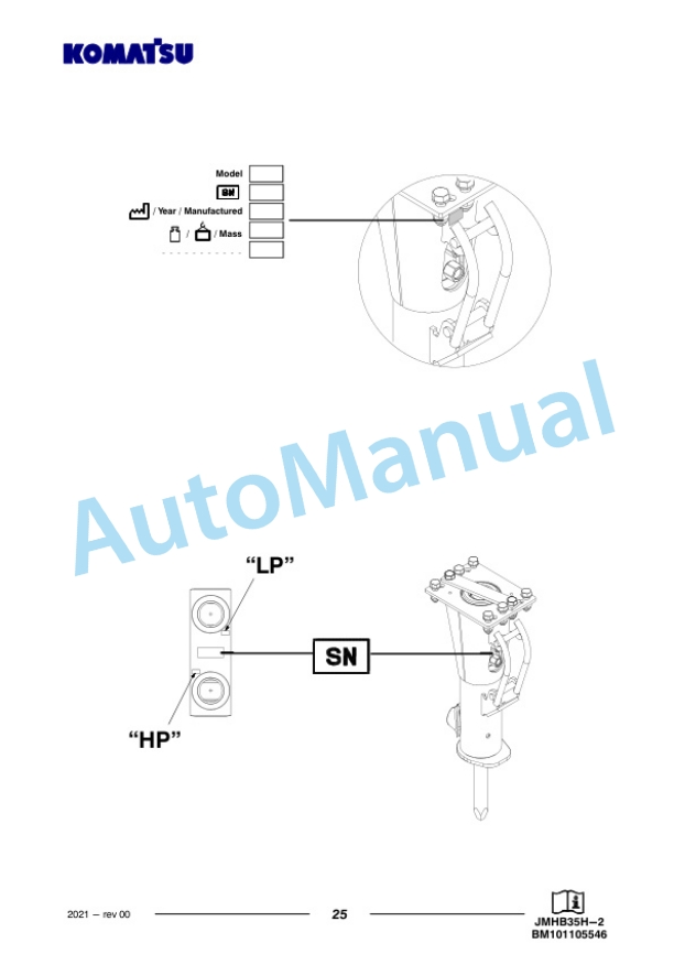 Komatsu JMHB35H-2 Hydraulic Breaker Operation and Maintenance Manual PEN01730-00-3