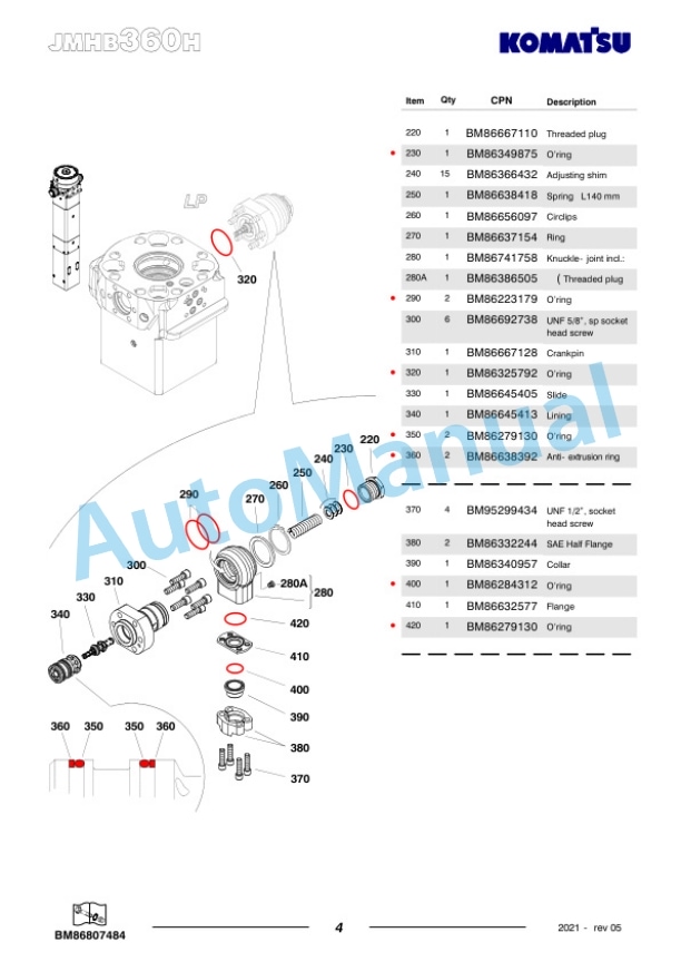 Komatsu JMHB360H-1 Hydraulic Breaker Parts Manual FEN04369-05 2 Komatsu JMHB360H-1 Hydraulic Breaker Parts Manual FEN04369-05-2