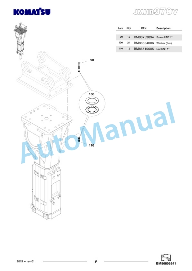 Komatsu JMHB370V-1 Hydraulic Breaker Parts Manual FEN04375-01 3 Komatsu JMHB370V-1 Hydraulic Breaker Parts Manual FEN04375-01-3