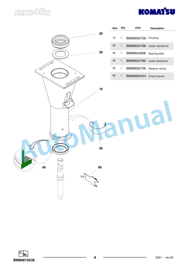 Komatsu JMHB45H-1 Hydraulic Breaker Parts Manual FEN04361-03 3 Komatsu JMHB45H-1 Hydraulic Breaker Parts Manual FEN04361-03-3