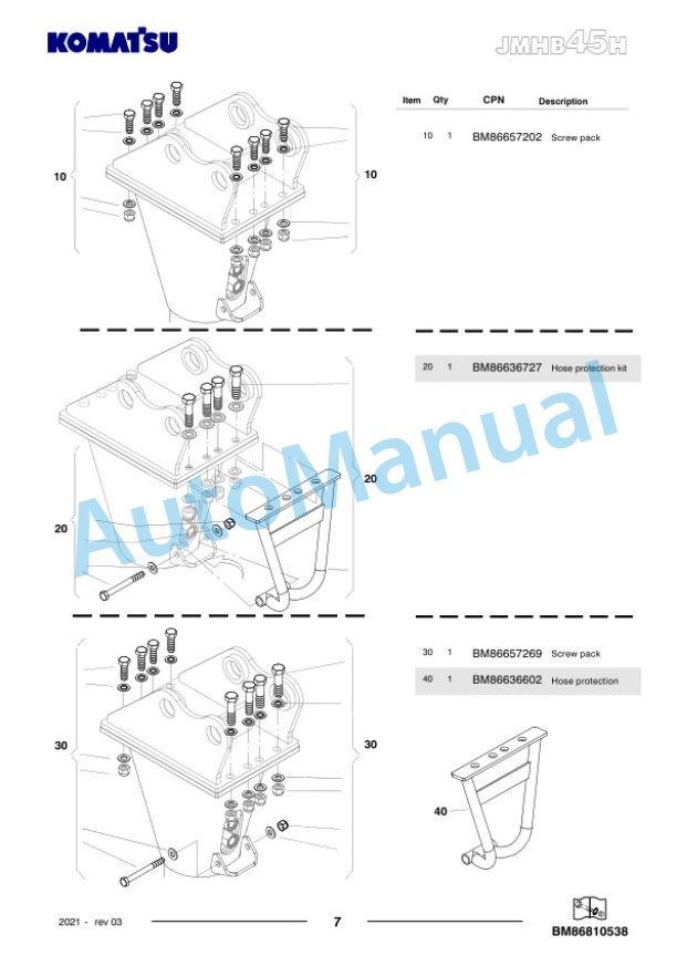 Komatsu JMHB45H-1 Hydraulic Breaker Parts Manual FEN04361-03 4 Komatsu JMHB45H-1 Hydraulic Breaker Parts Manual FEN04361-03-4