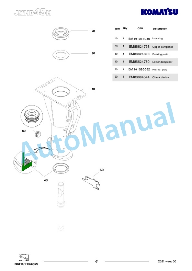 Komatsu JMHB45H-2 Hydraulic Breaker Parts Manual FEN05259-00 3 Komatsu JMHB45H-2 Hydraulic Breaker Parts Manual FEN05259-00-3