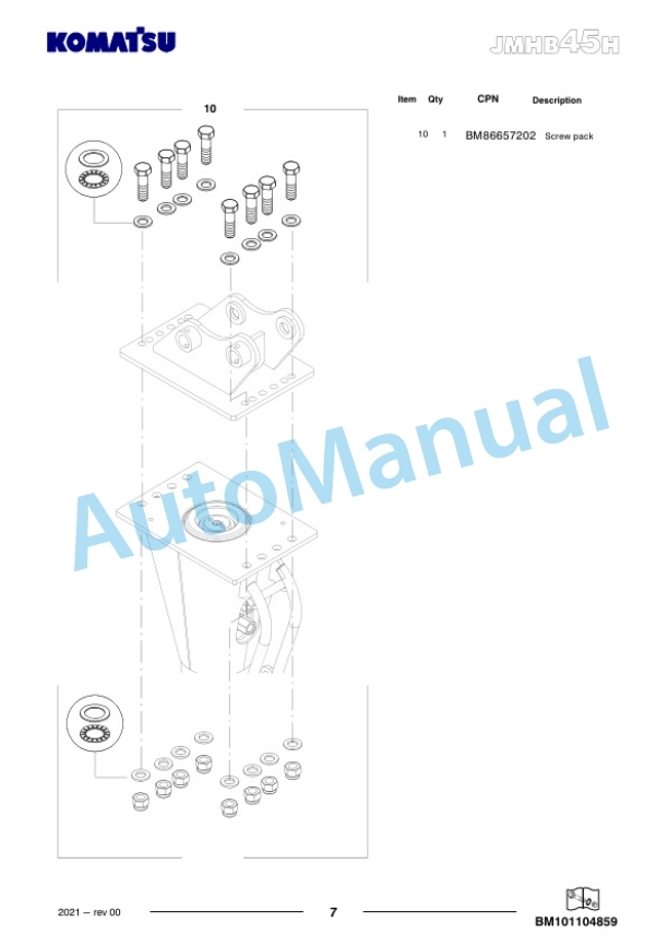 Komatsu JMHB45H-2 Hydraulic Breaker Parts Manual FEN05259-00 4 Komatsu JMHB45H-2 Hydraulic Breaker Parts Manual FEN05259-00-4