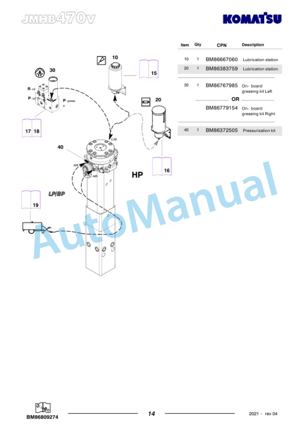 Komatsu JMHB470V-1 Hydraulic Breaker Parts Manual FEN04376-04 4 Komatsu JMHB470V-1 Hydraulic Breaker Parts Manual FEN04376-04-4