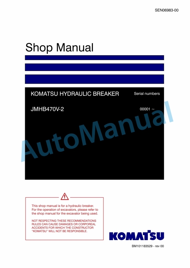 Komatsu JMHB470V-2 Hydraulic Breaker Shop Manual SEN06983-00