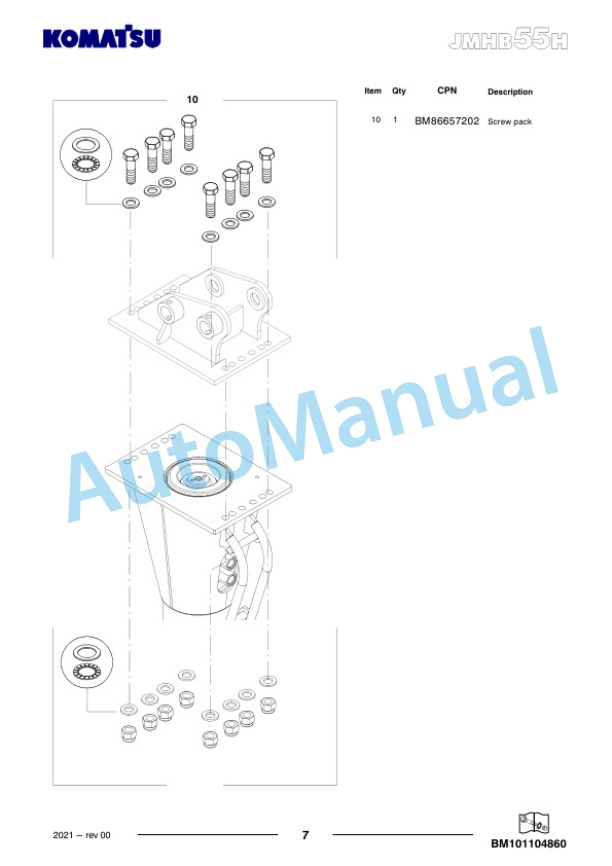 Komatsu JMHB55H-2 Hydraulic Breaker Parts Manual FEN05260-00 4 Komatsu JMHB55H-2 Hydraulic Breaker Parts Manual FEN05260-00-4