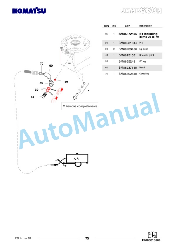 Komatsu JMHB660H-1 Hydraulic Breaker Parts Manual FEN04371-03-5