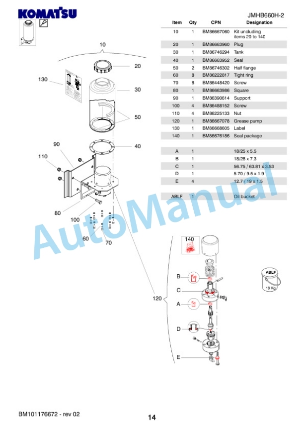 Komatsu JMHB660H-2 Hydraulic Breaker Parts Manual FEN05570-02 4 Komatsu JMHB660H-2 Hydraulic Breaker Parts Manual FEN05570-02-4