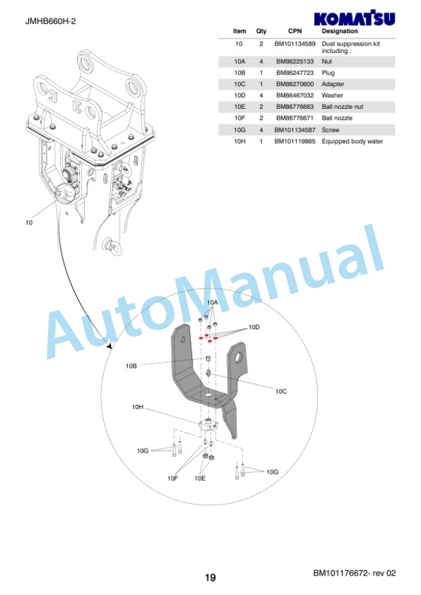 Komatsu JMHB660H-2 Hydraulic Breaker Parts Manual FEN05570-02 5 Komatsu JMHB660H-2 Hydraulic Breaker Parts Manual FEN05570-02-5