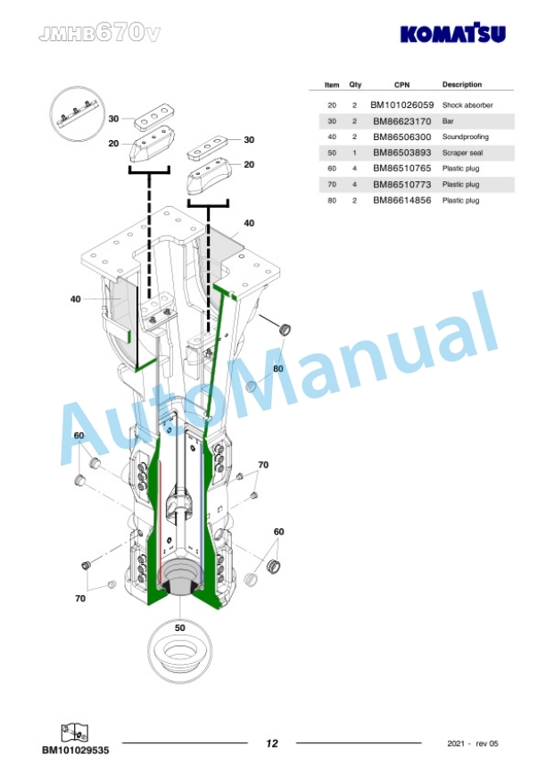 Komatsu JMHB670V-1 Hydraulic Breaker Parts Manual FEN04377-05 3 Komatsu JMHB670V-1 Hydraulic Breaker Parts Manual FEN04377-05-3