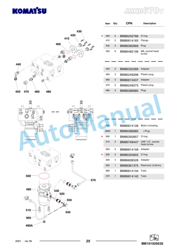 Komatsu JMHB670V-1 Hydraulic Breaker Parts Manual FEN04377-05 5 Komatsu JMHB670V-1 Hydraulic Breaker Parts Manual FEN04377-05-5