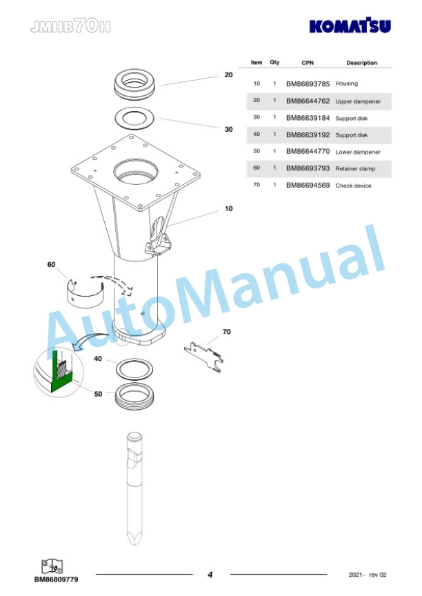 Komatsu JMHB70H-1 Hydraulic Breaker Parts Manual FEN04363-02 3 Komatsu JMHB70H-1 Hydraulic Breaker Parts Manual FEN04363-02-3