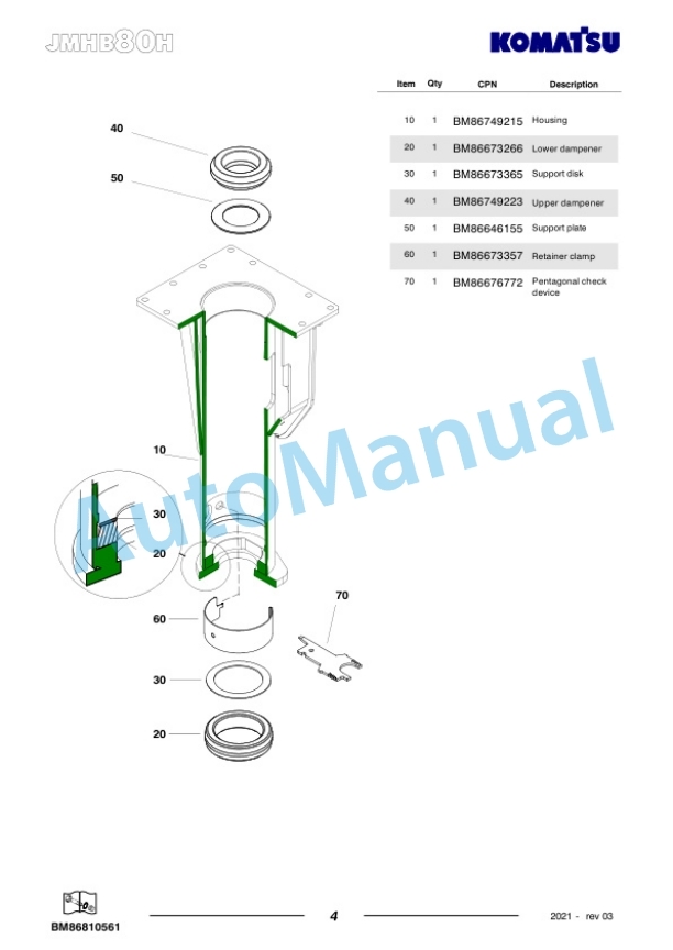 Komatsu JMHB80H-1 Hydraulic Breaker Parts Manual FEN04364-03 3 Komatsu JMHB80H-1 Hydraulic Breaker Parts Manual FEN04364-03-3