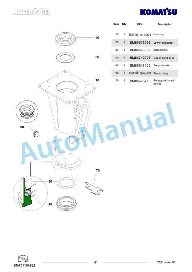 Komatsu JMHB80H-2 Hydraulic Breaker Parts Manual FEN05262-00 3 Komatsu JMHB80H-2 Hydraulic Breaker Parts Manual FEN05262-00-3
