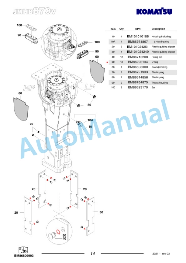 Komatsu JMHB870V-1 Hydraulic Breaker Parts Manual FEN04372-03 3 Komatsu JMHB870V-1 Hydraulic Breaker Parts Manual FEN04372-03-3