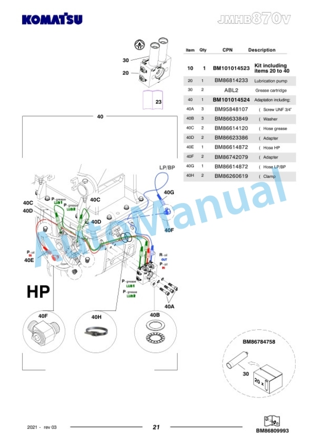 Komatsu JMHB870V-1 Hydraulic Breaker Parts Manual FEN04372-03 4 Komatsu JMHB870V-1 Hydraulic Breaker Parts Manual FEN04372-03-4