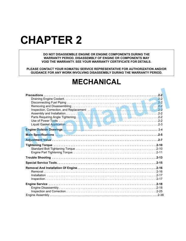 Alternative view of Komatsu K21, K25 Series Engine Forklift Truck Service Manual SM301