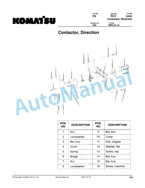 Komatsu MWL22-1A Forklift Truck Service Manual 3 Komatsu MWL22-1A Forklift Truck Service Manual - Image 3