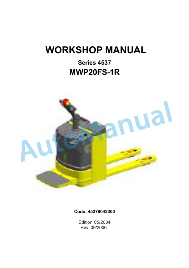 Komatsu MWP20FS-1R Forklift Truck Workshop Manual 45378042300