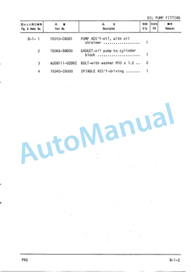 Komatsu P40 Gasoline Engine Parts Manual P40-PNE2 3 Komatsu P40 Gasoline Engine Parts Manual P40-PNE2-3