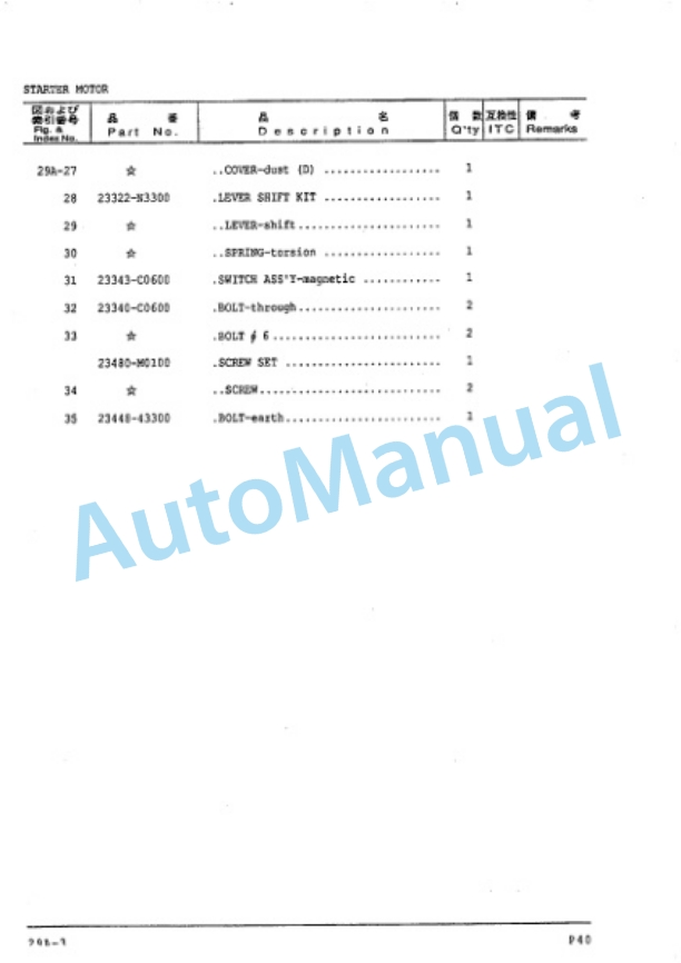 Komatsu P40 Gasoline Engine Parts Manual PGCP400-03 5 Komatsu P40 Gasoline Engine Parts Manual PGCP400-03-5