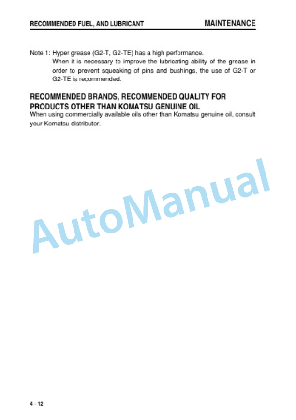 Komatsu PC01-1A Hydraulic Excavator Operation and Maintenance Manual TEN00613-06-5