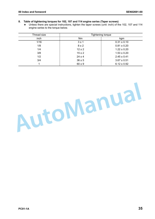 Komatsu PC01-1A Hydraulic Excavator Shop Manual SEN02688-02 2 Komatsu PC01-1A Hydraulic Excavator Shop Manual SEN02688-02 - Image 2