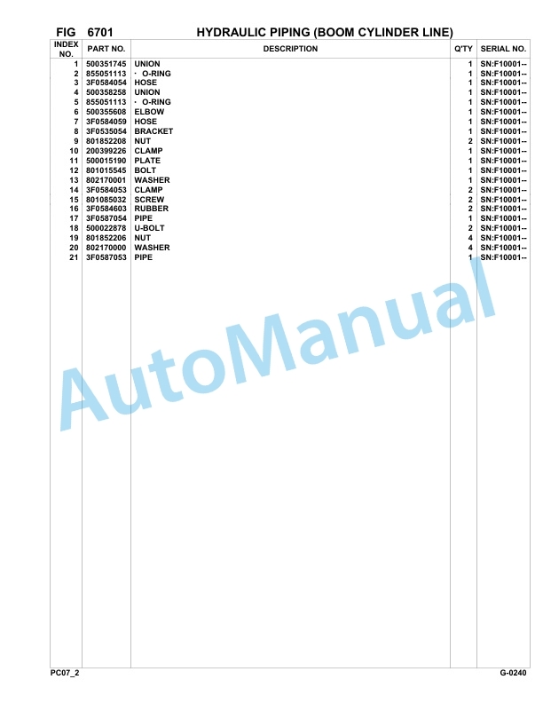 Komatsu PC07-2 Hydraulic Excavator Parts Manual F10001-UP 5 Komatsu PC07-2 Hydraulic Excavator Parts Manual F10001-UP-5