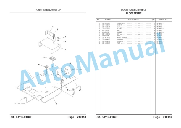 Komatsu PC100F-6Z Hydraulic Excavator Parts Manual 4 Komatsu PC100F-6Z Hydraulic Excavator Parts Manual-4