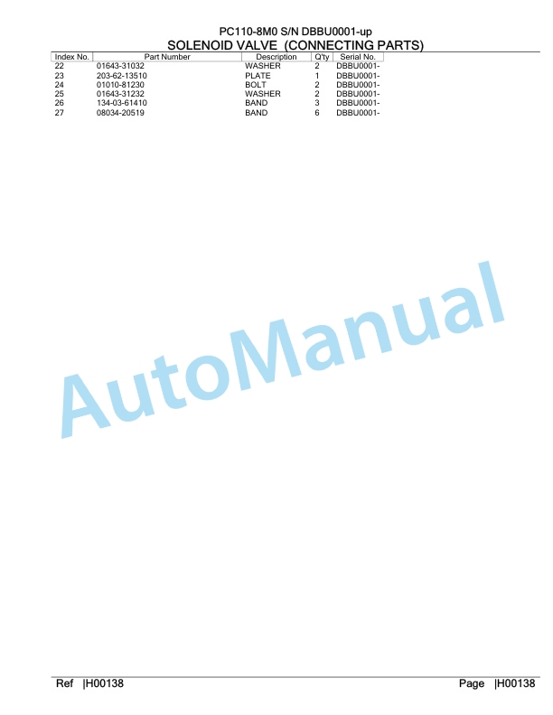Komatsu PC110-8M0 Hydraulic Excavator Parts Manual DBBU0001-up 3 Komatsu PC110-8M0 Hydraulic Excavator Parts Manual DBBU0001-up-3