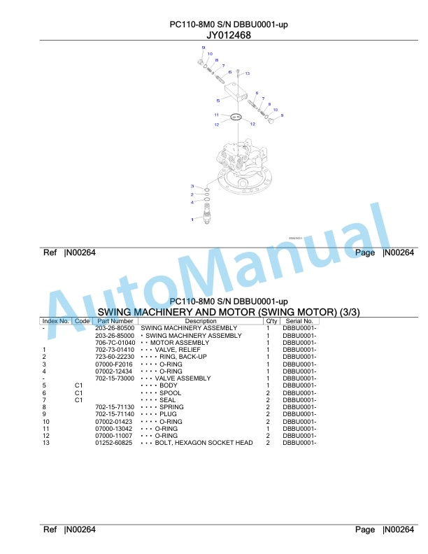 Komatsu PC110-8M0 Hydraulic Excavator Parts Manual DBBU0001-up 5 Komatsu PC110-8M0 Hydraulic Excavator Parts Manual DBBU0001-up-5