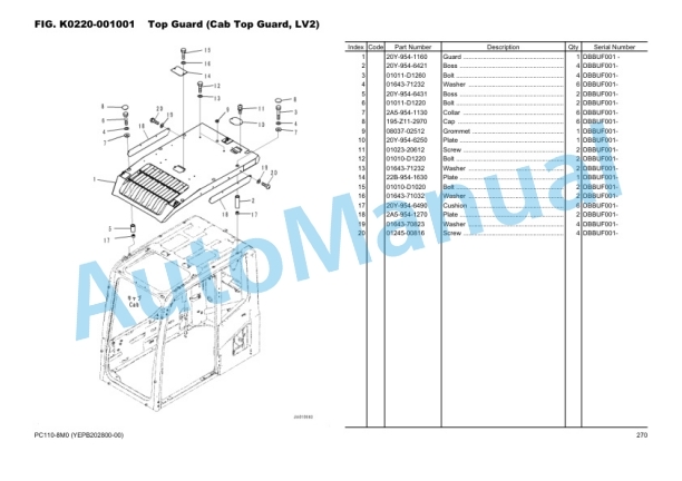 Komatsu PC110-8M0 Hydraulic Excavator Parts Manual YEPB202800-00 4 Komatsu PC110-8M0 Hydraulic Excavator Parts Manual YEPB202800-00-4